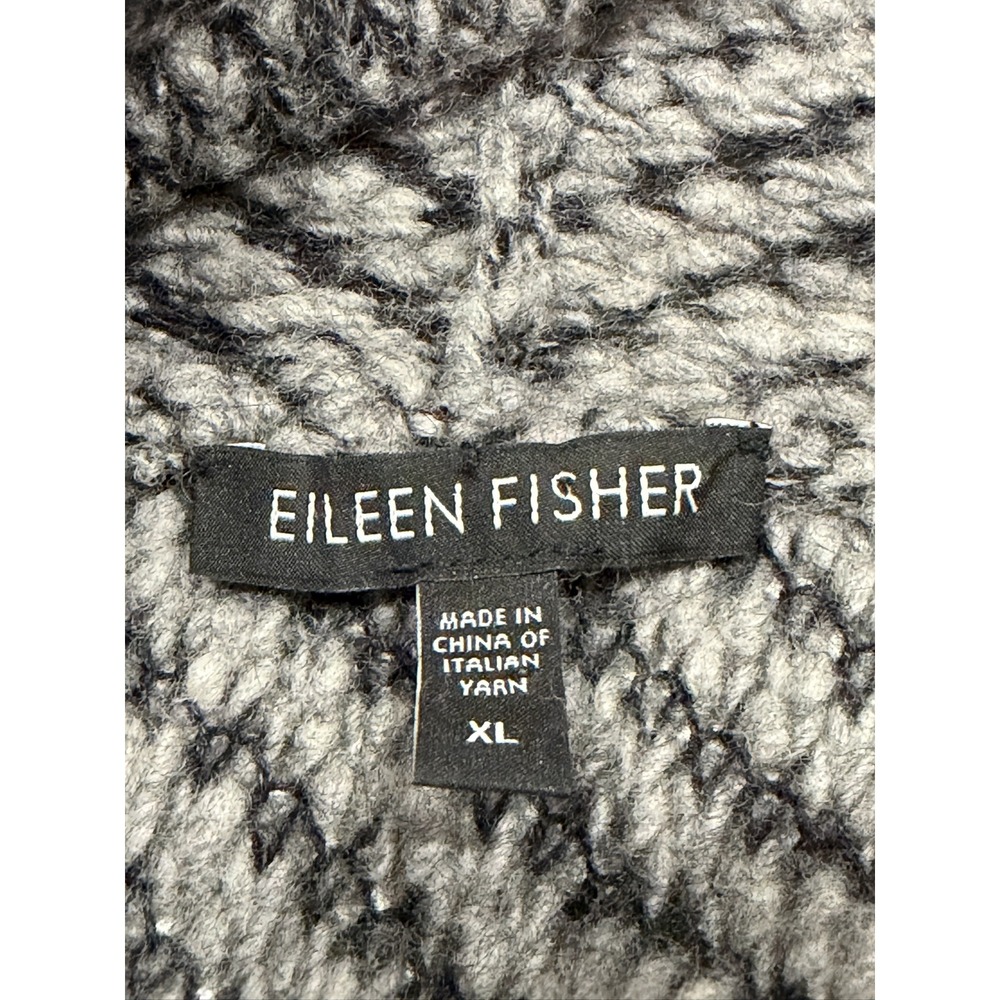 Eileen Fisher Organic Wool Alpaca Shawl Cardigan Gray XL Longline Sweater - Picture 4 of 10